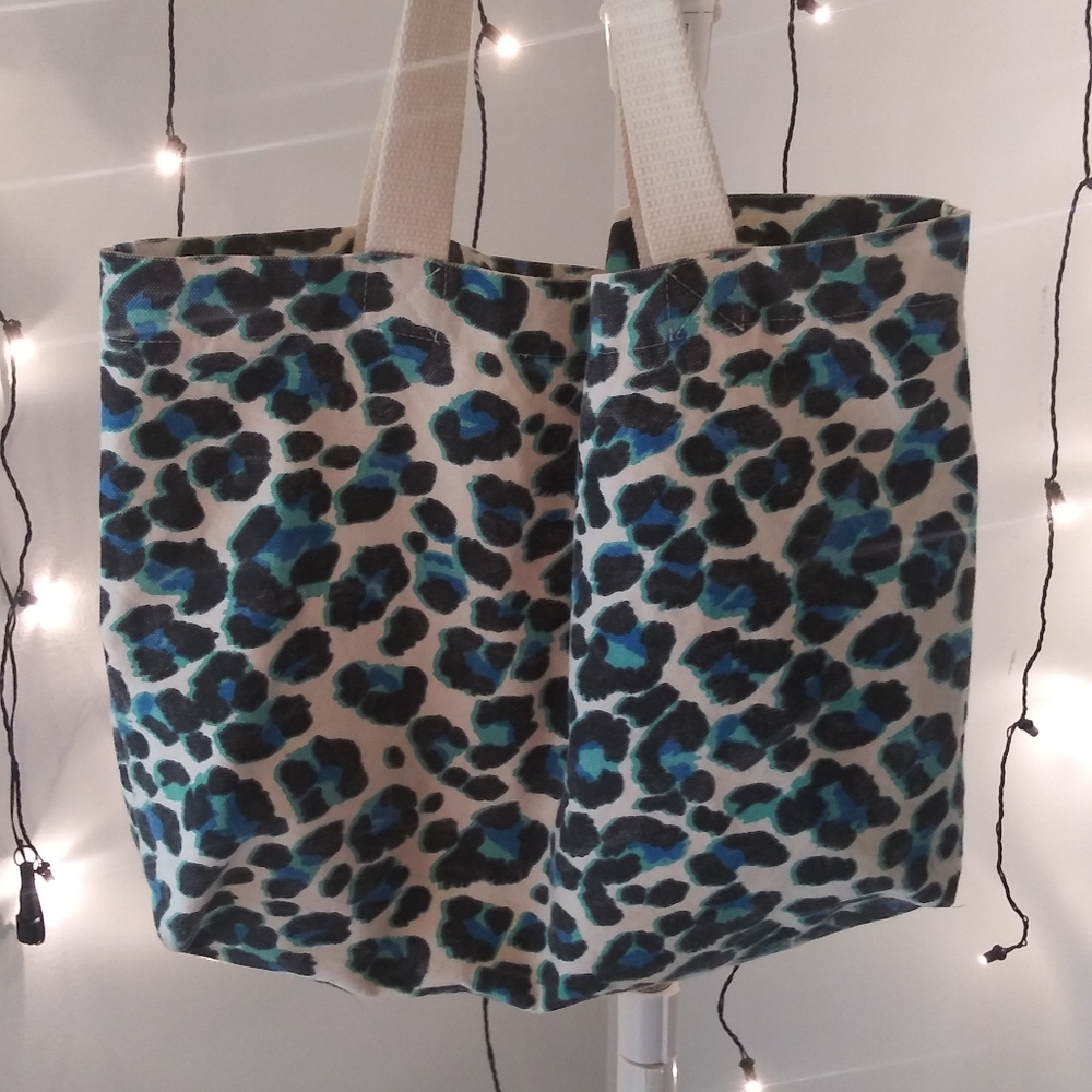 Blue Leopard Print Tote Bag